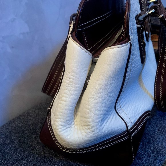  F13961 Hamilton Pebble Leather Tote Bag Off White Brown Coach Purse - Picture 8 of 16